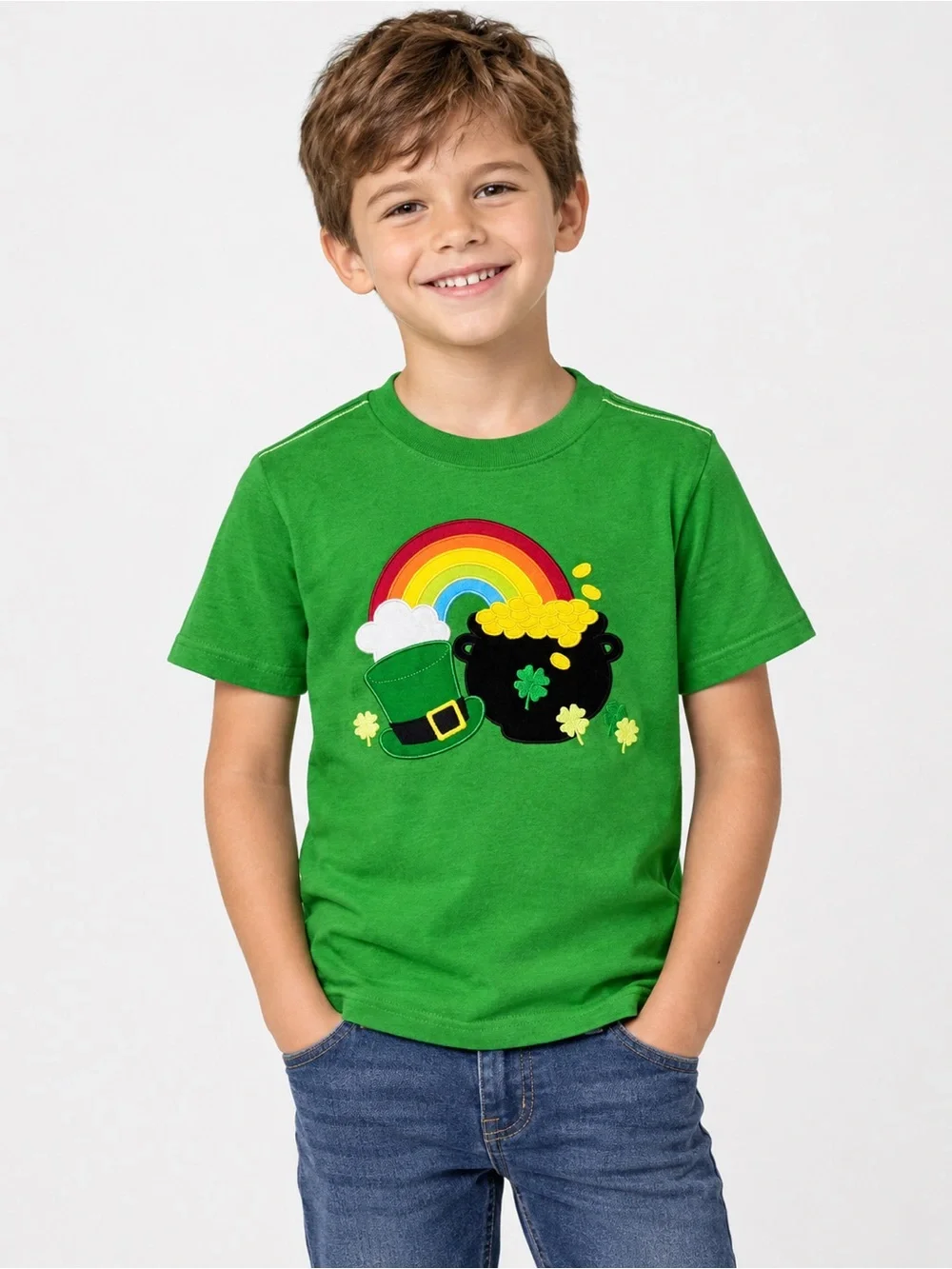 NWT New Gymboree Boys Embroidered Shamrock Top Little Leprechaun Size 7